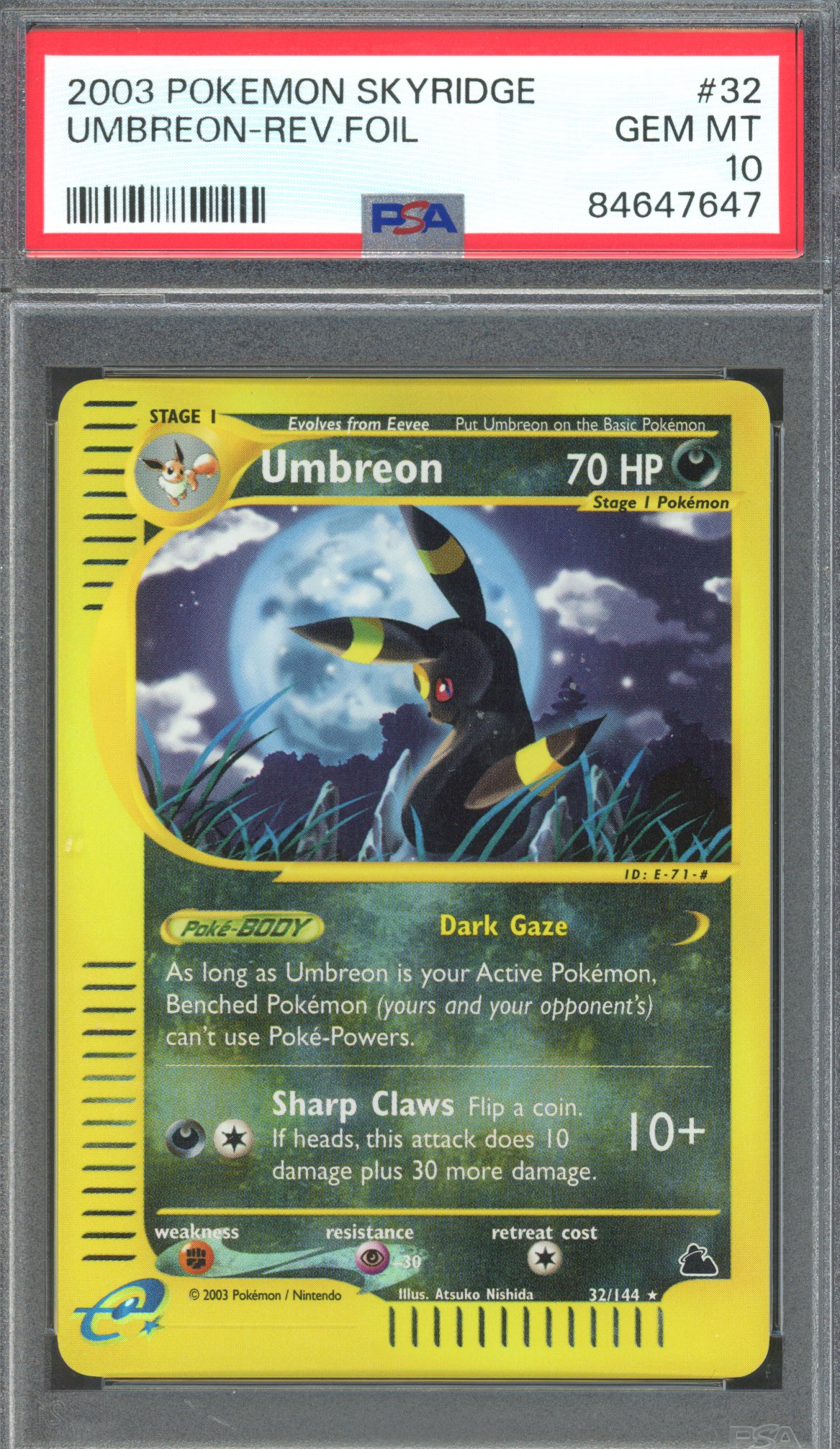 Pokémon TCG - PSA 10 Umbreon - Reverse Foil #32 - Skyridge