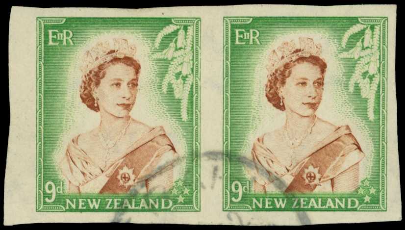 1953-9 9d brown and bright green...