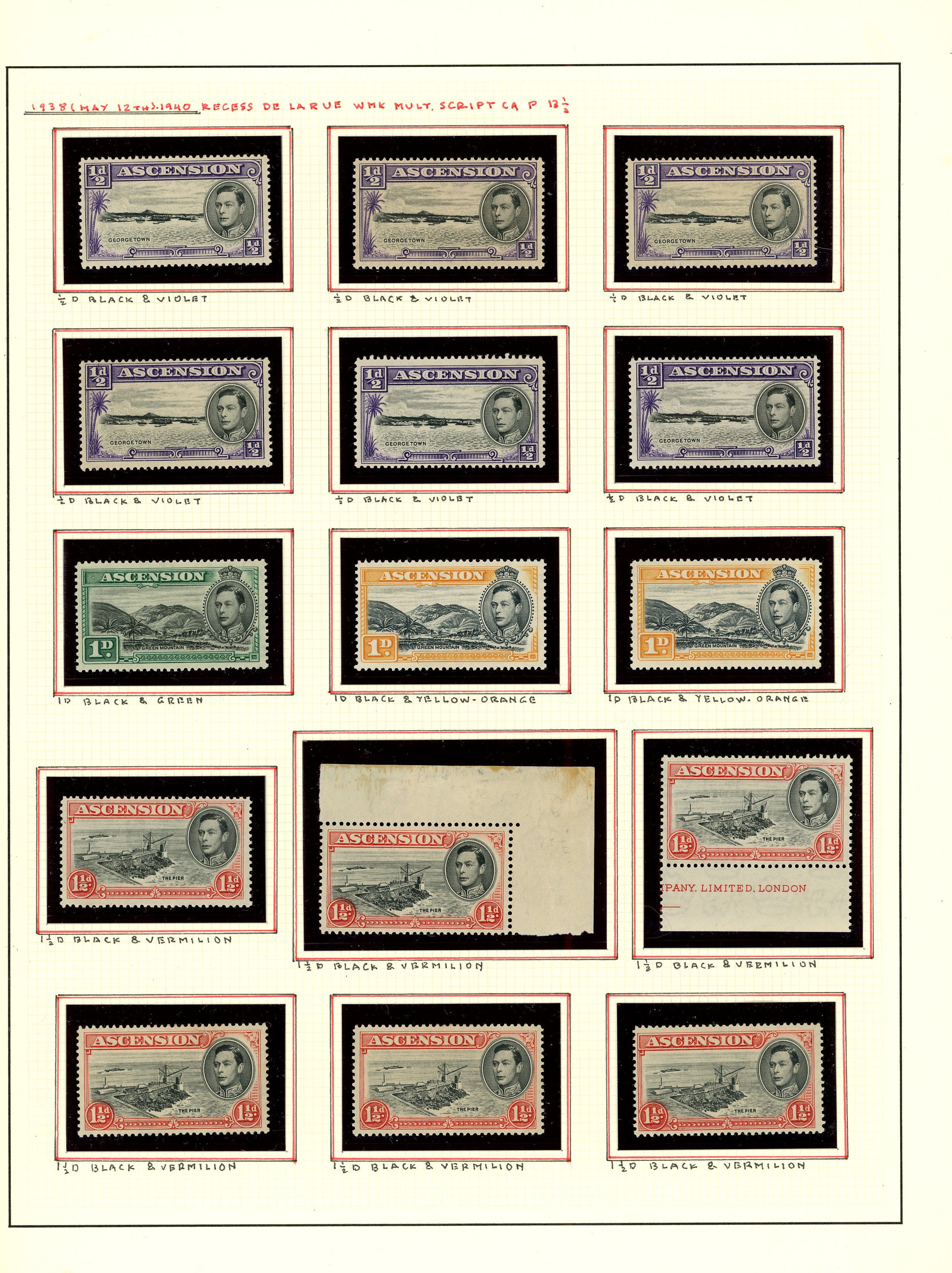 1938-53 mint definitives collection (79) on leaves, complete perfs and shades per SG plus extras.  SG 38-47b,...