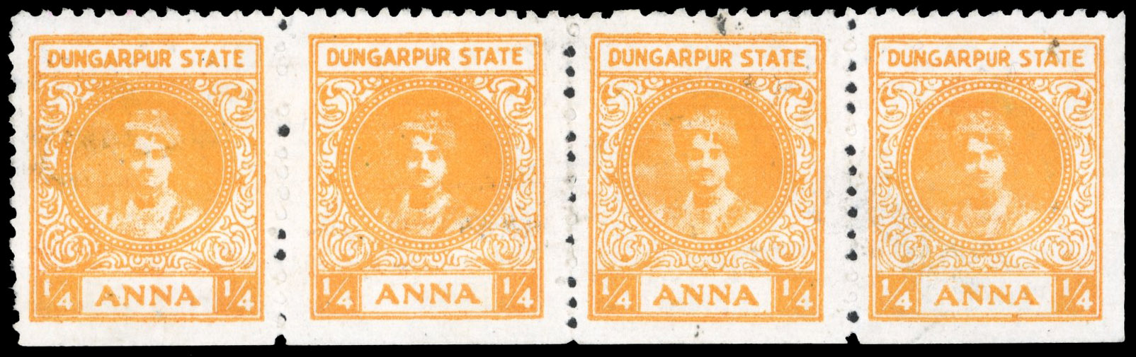 I.F.S Dungarpur SG 9c mint strip of four 