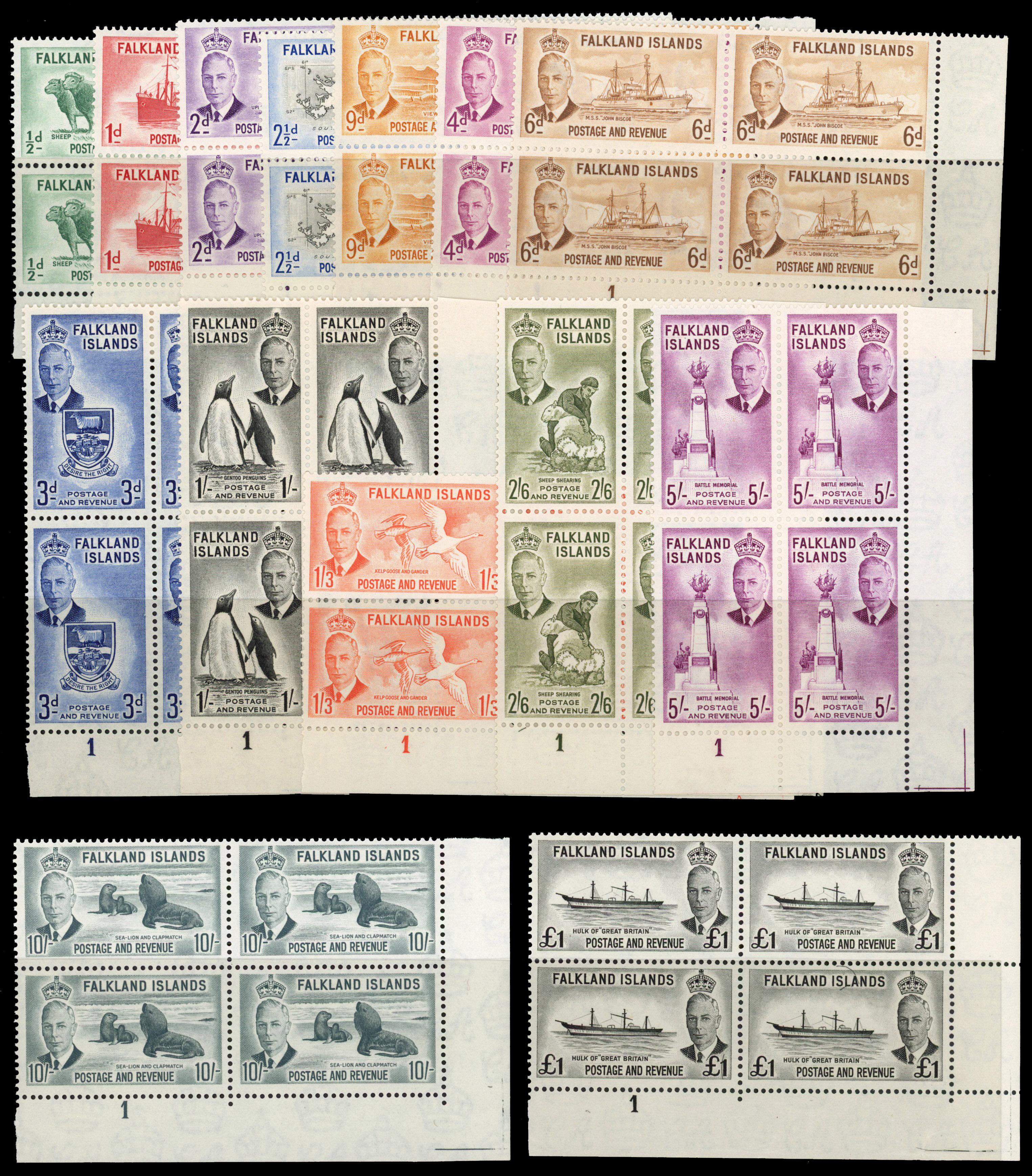 Falkland Islands SG 172-185 Plate blocks mint