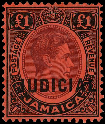 Jamaica KG VI £1 Judicial overprint mint