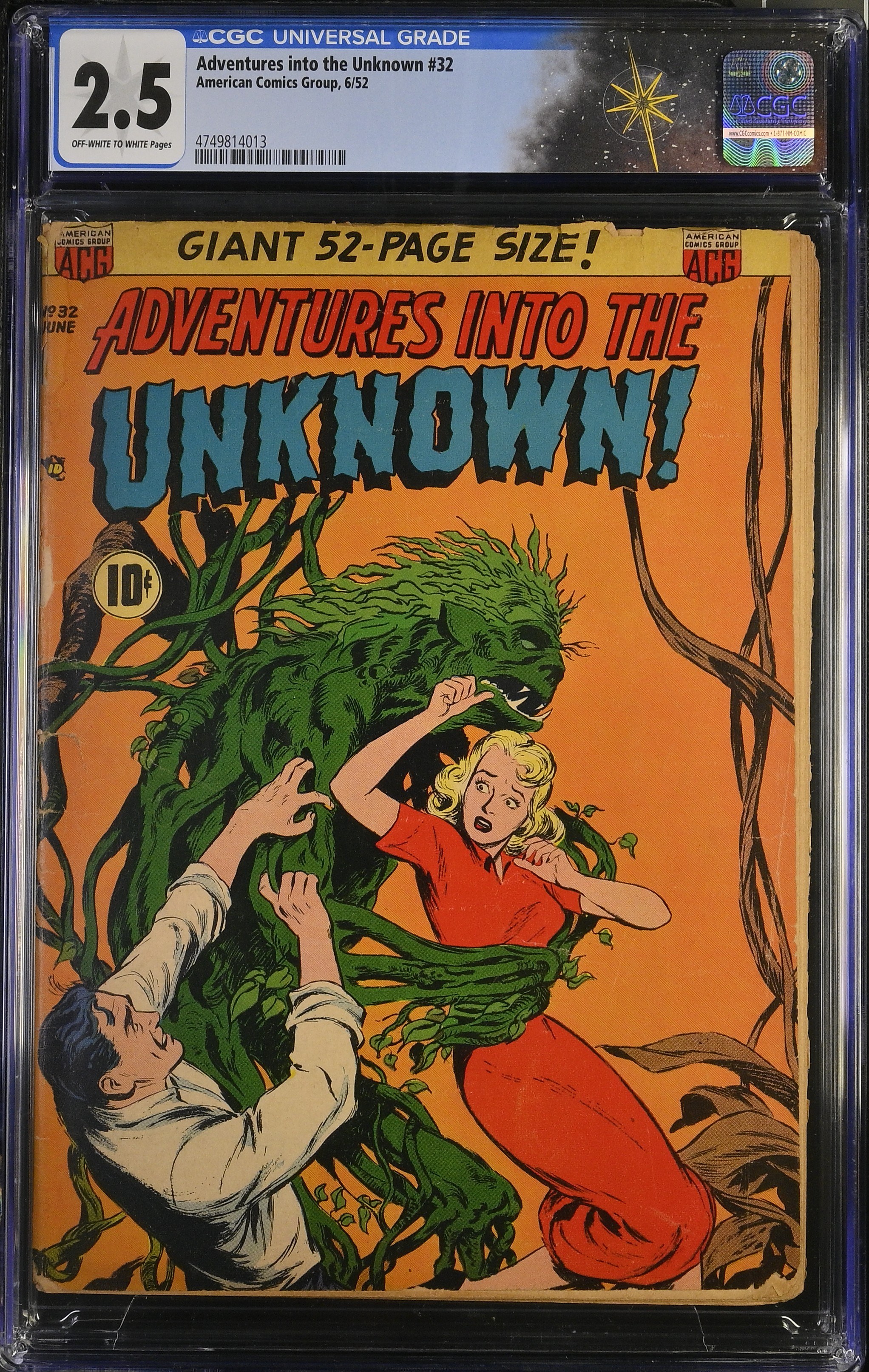 Adventures into the Unknown #32 CGC 2.5 Cover by Ken Bald (American Comics Group, 1952) Off-White to White Pages