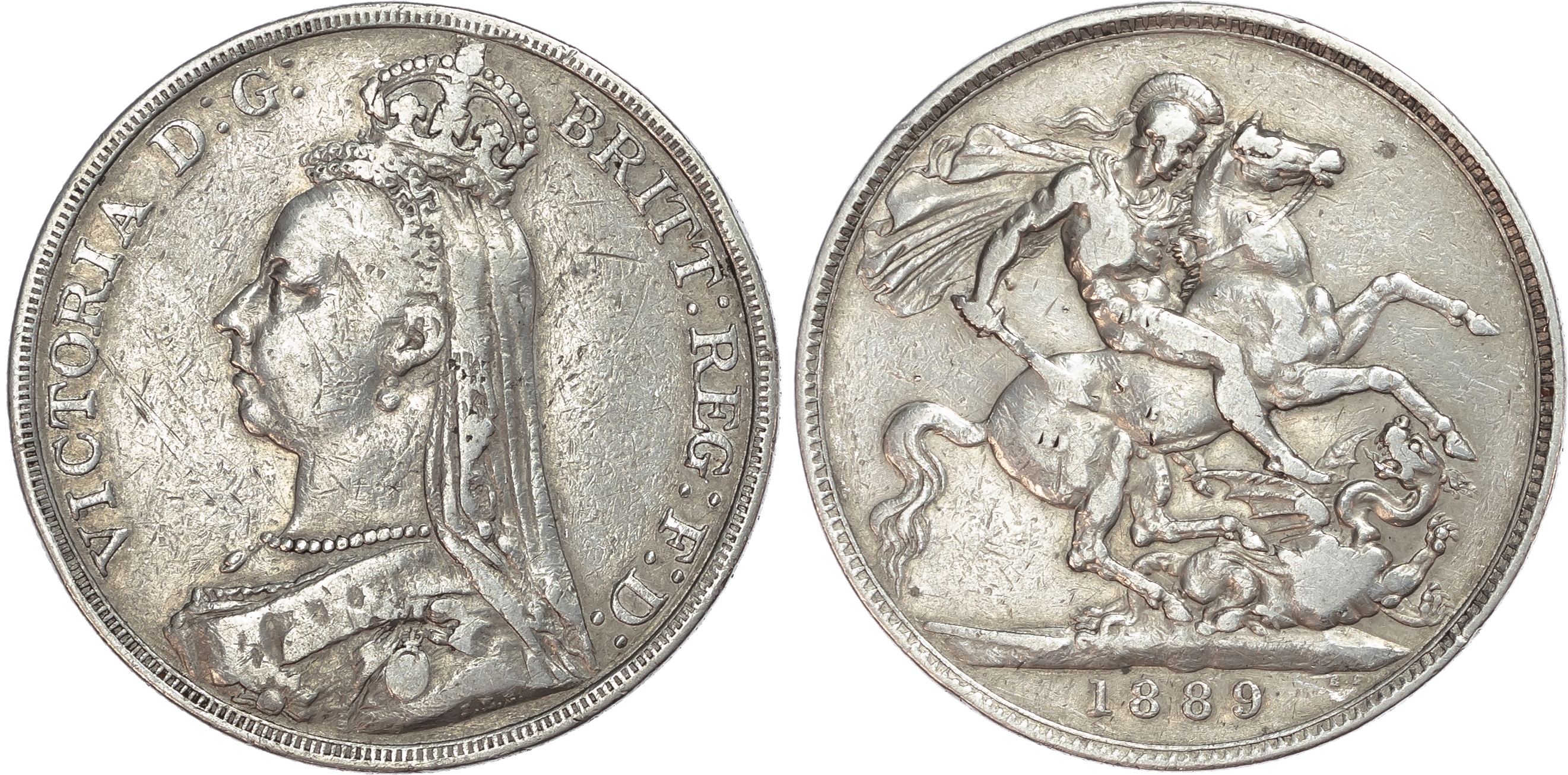 Victoria (1837-1901), Jubilee coinage, Crowns 1889, 1890, Halfcrown 1887 (3). 