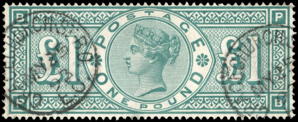 GB 1887-92 £1 green, very fine used with clear profile. SG 212