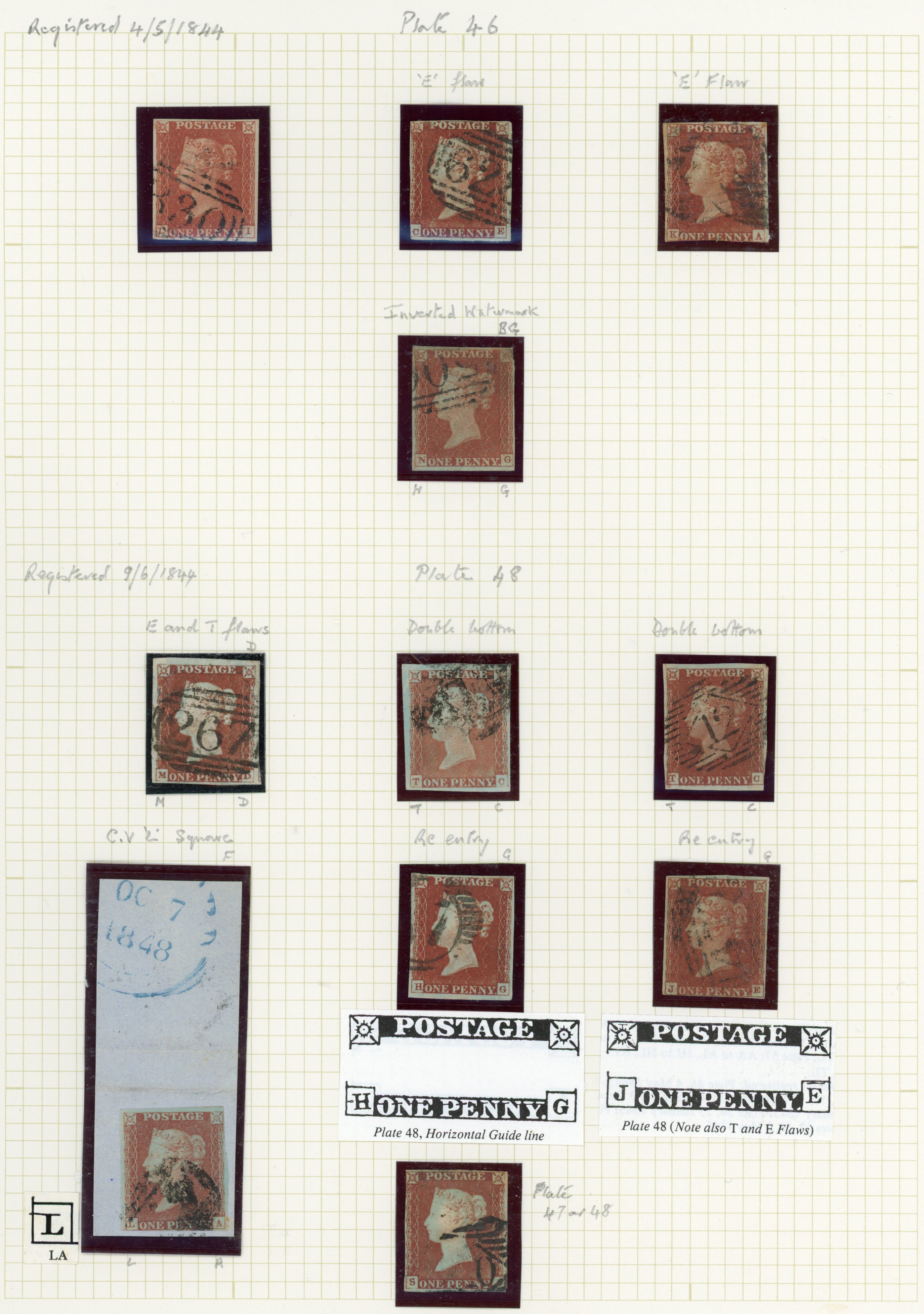 1841 1d Red-brown Pl.46-131 (SG 8-12, Imperforate, Alphabet I, Wmk. Small Crown). A magnificent used group