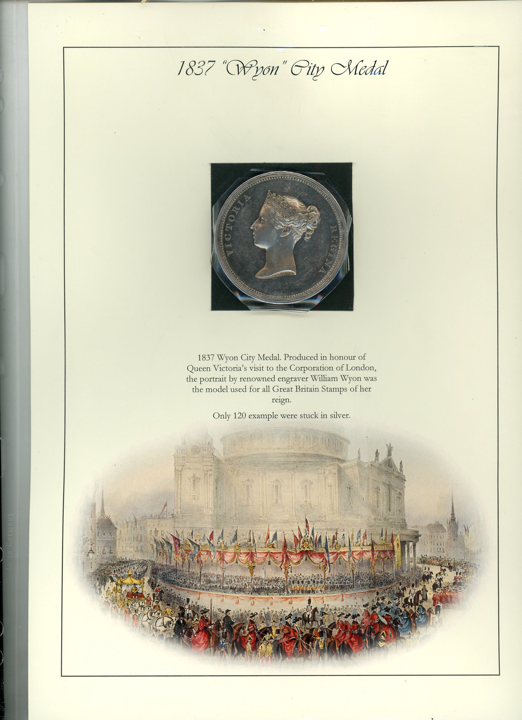 1837 Wyon City Medal. Struck in silver. 