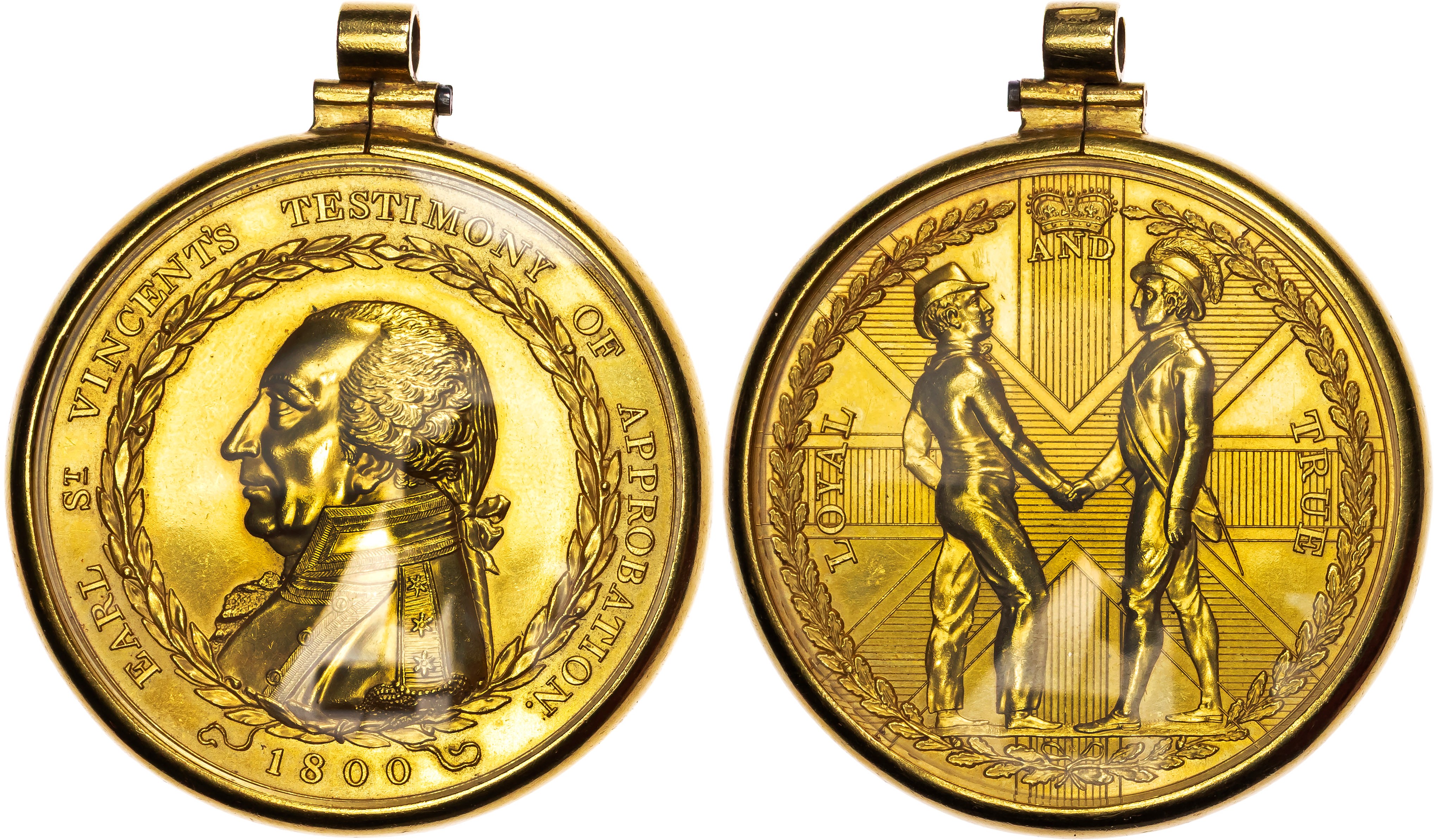 George III (1760-1820), Earl St. Vincent's Reward, Glazed gold medal 1800 by C. Kuechler after Flaxman. 