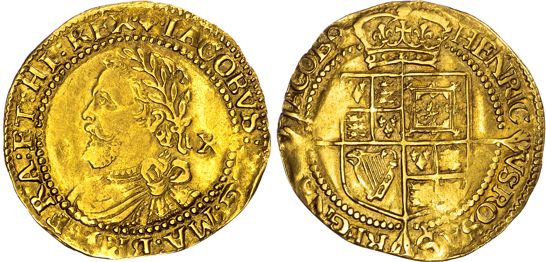 James I (1603-1625), AV Half Laurel, Third Coinage (1619-1625), London (Tower) mint, mm. lis.