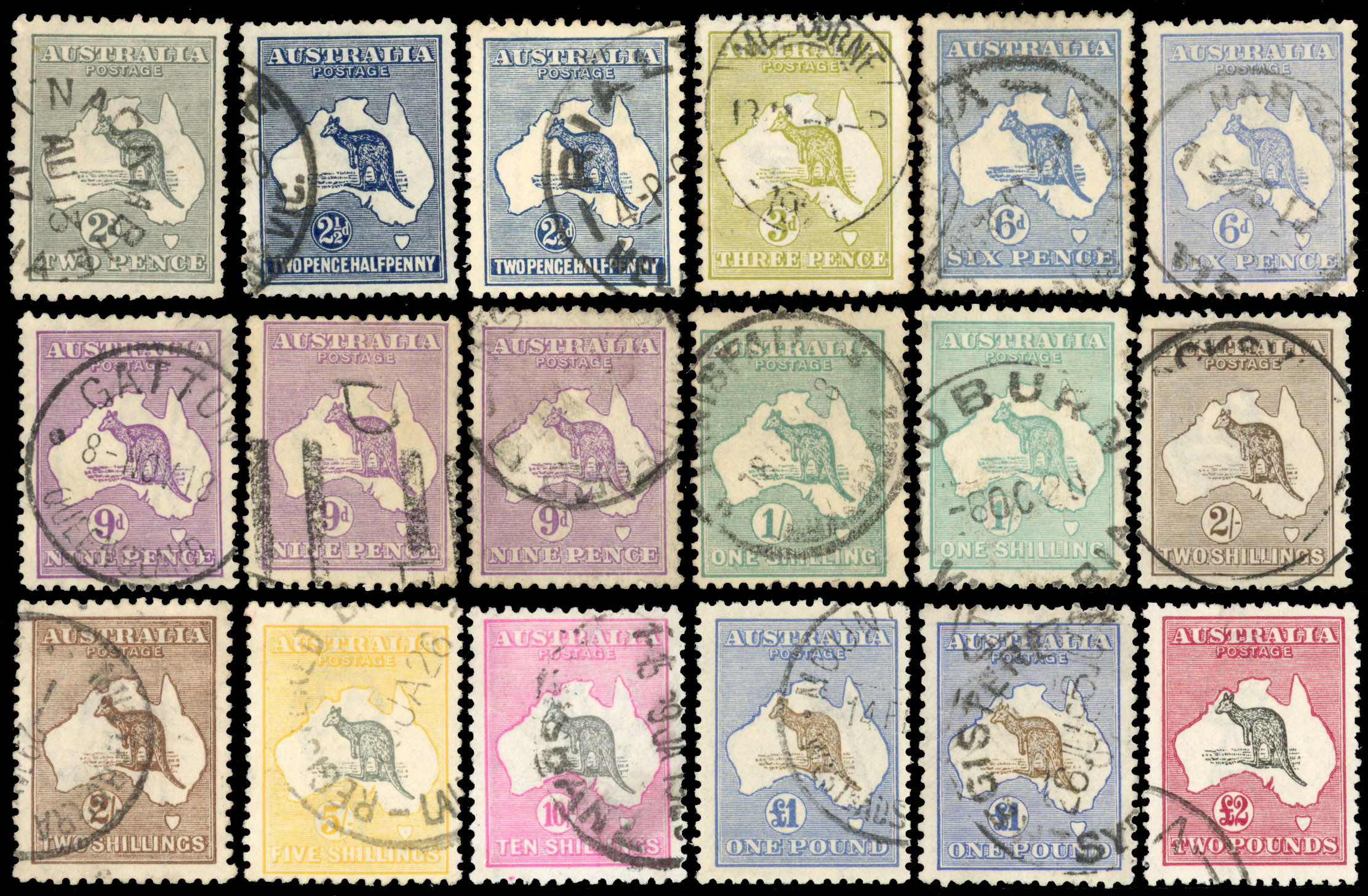 Australia SG 25-45b Kangaroo set used