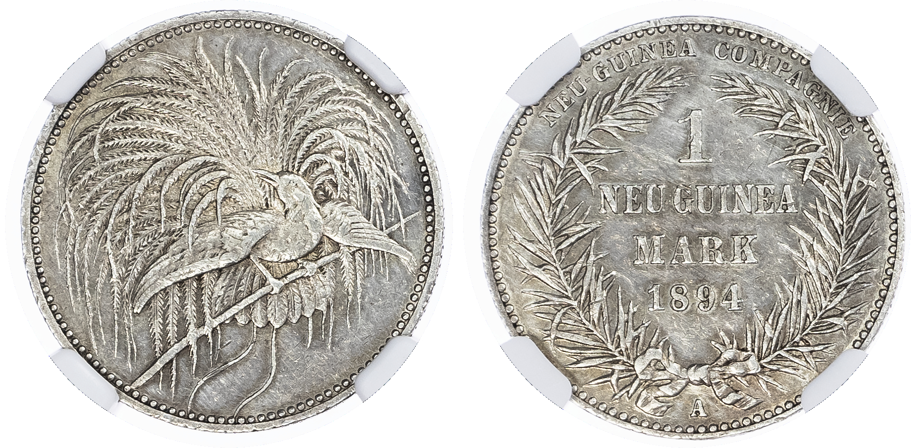 German New Guinea. Wilhelm II AR 1 Mark. 1894A. 