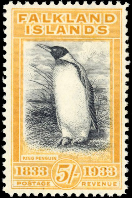 Falkland Islands SG 136a 5s black & yellow-orange mint