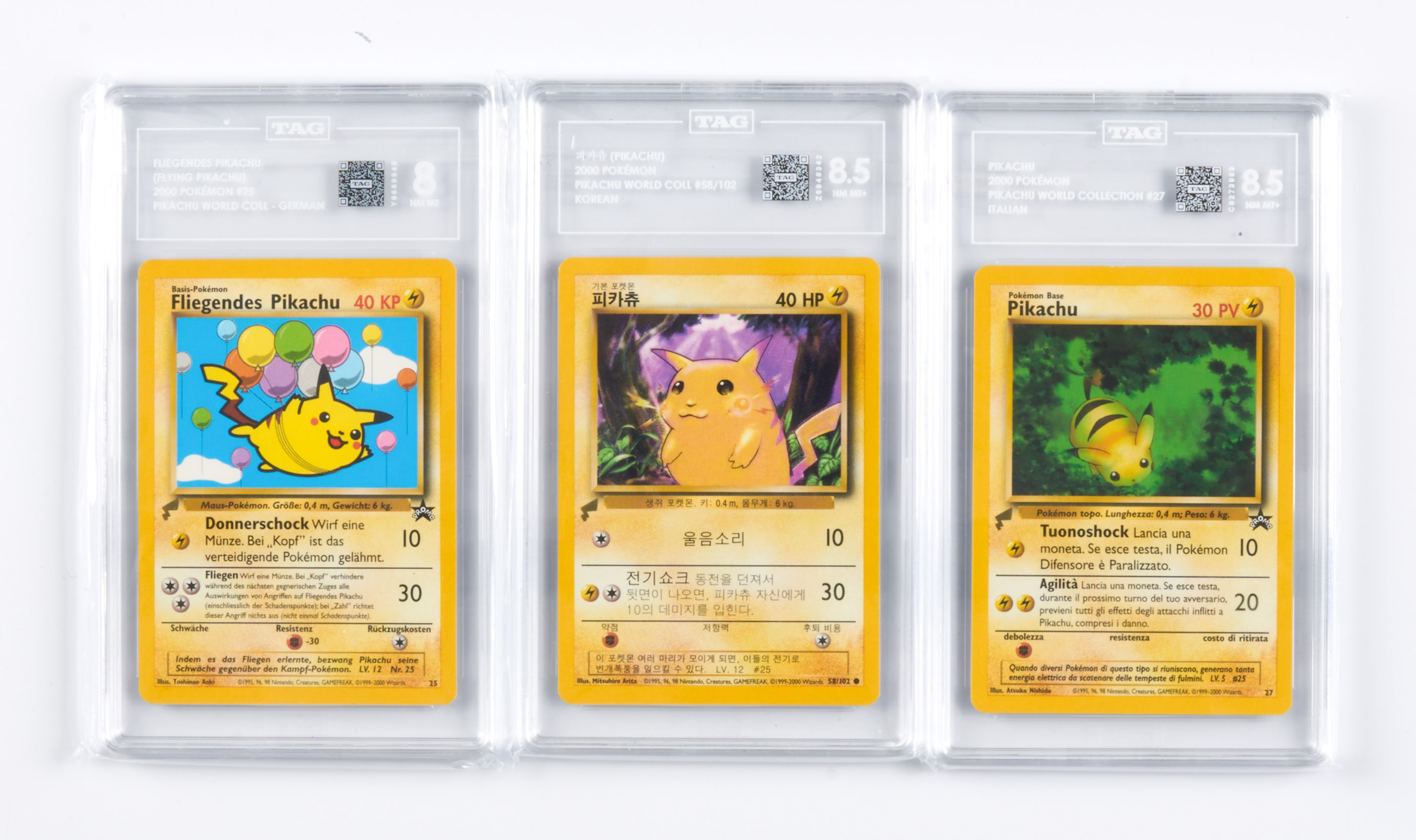 Pikachu World Collection TAG Graded Collection (x3 Cards)