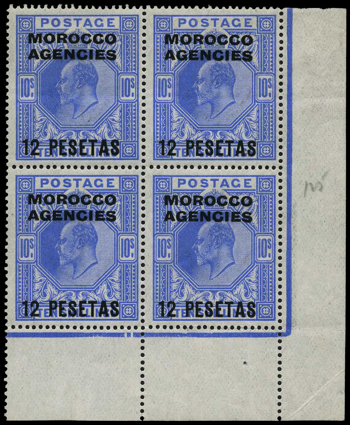 Spanish Currency. 1912 12p on 10/- blue,...