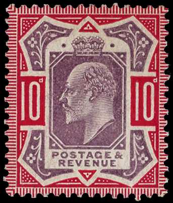 1902-10 De La Rue 10d dull purple and carmine...