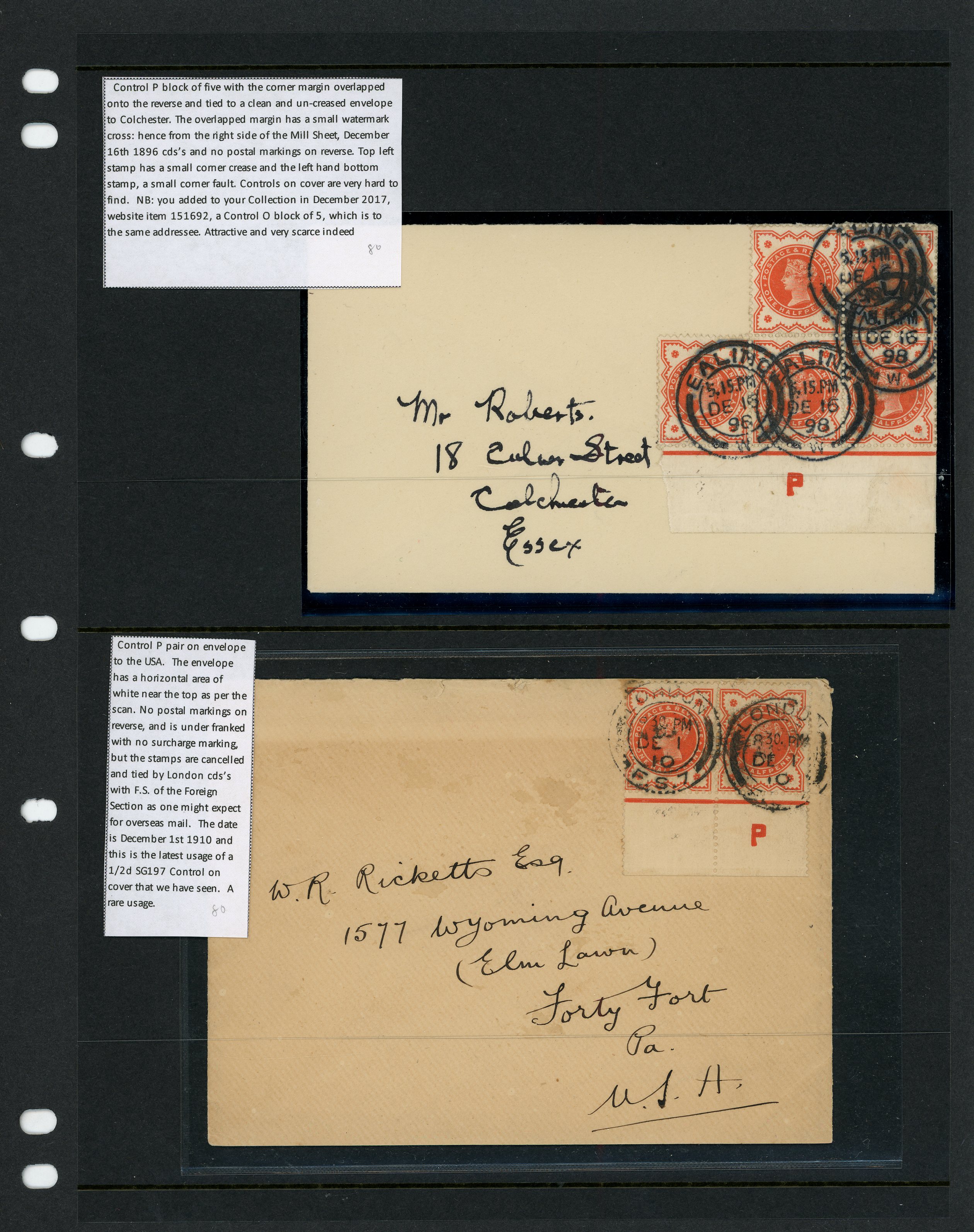 Postal History. 1887 ½d vermilion group...