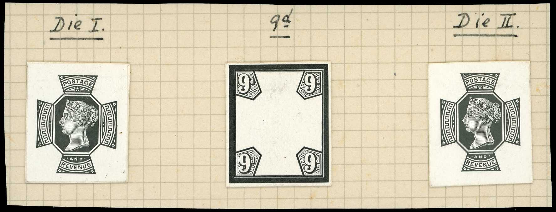 1886 Die Proofs of the 9d value, each cut...