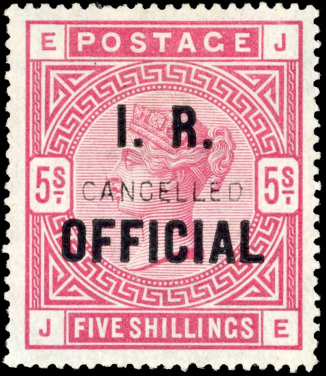 GB SG O9 1890 5s rose IR Official CANCELLED