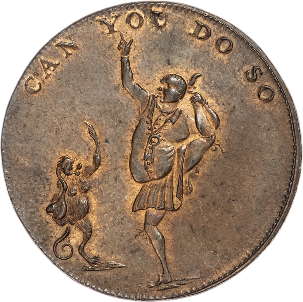 London - Finsbury Square, Robert Heslop (curiosities, paintings and coin dealer) Halfpenny undated