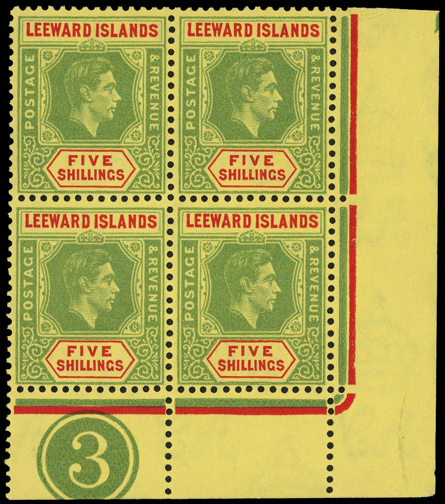 Leeward Islands SG 112c Plate block mint