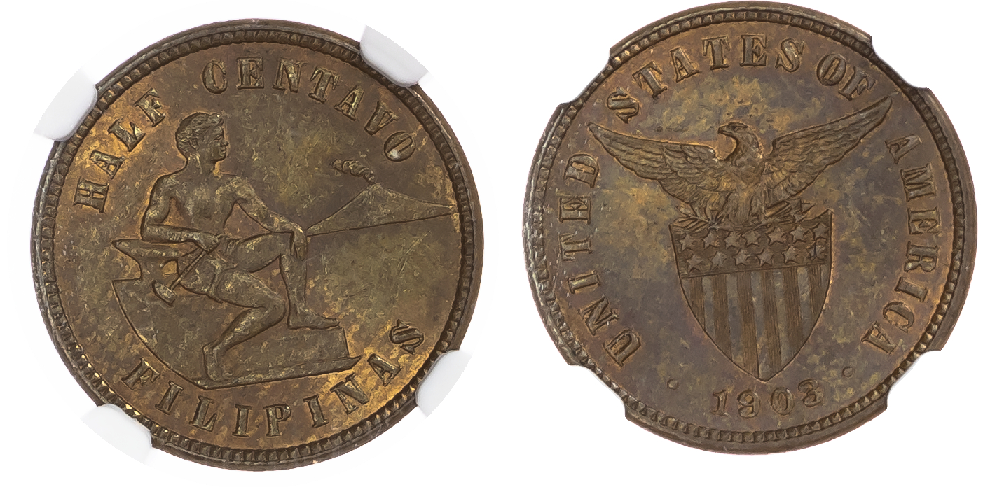 Philippines, USA. Insular Government CU 1/2 Centavo. 1903.