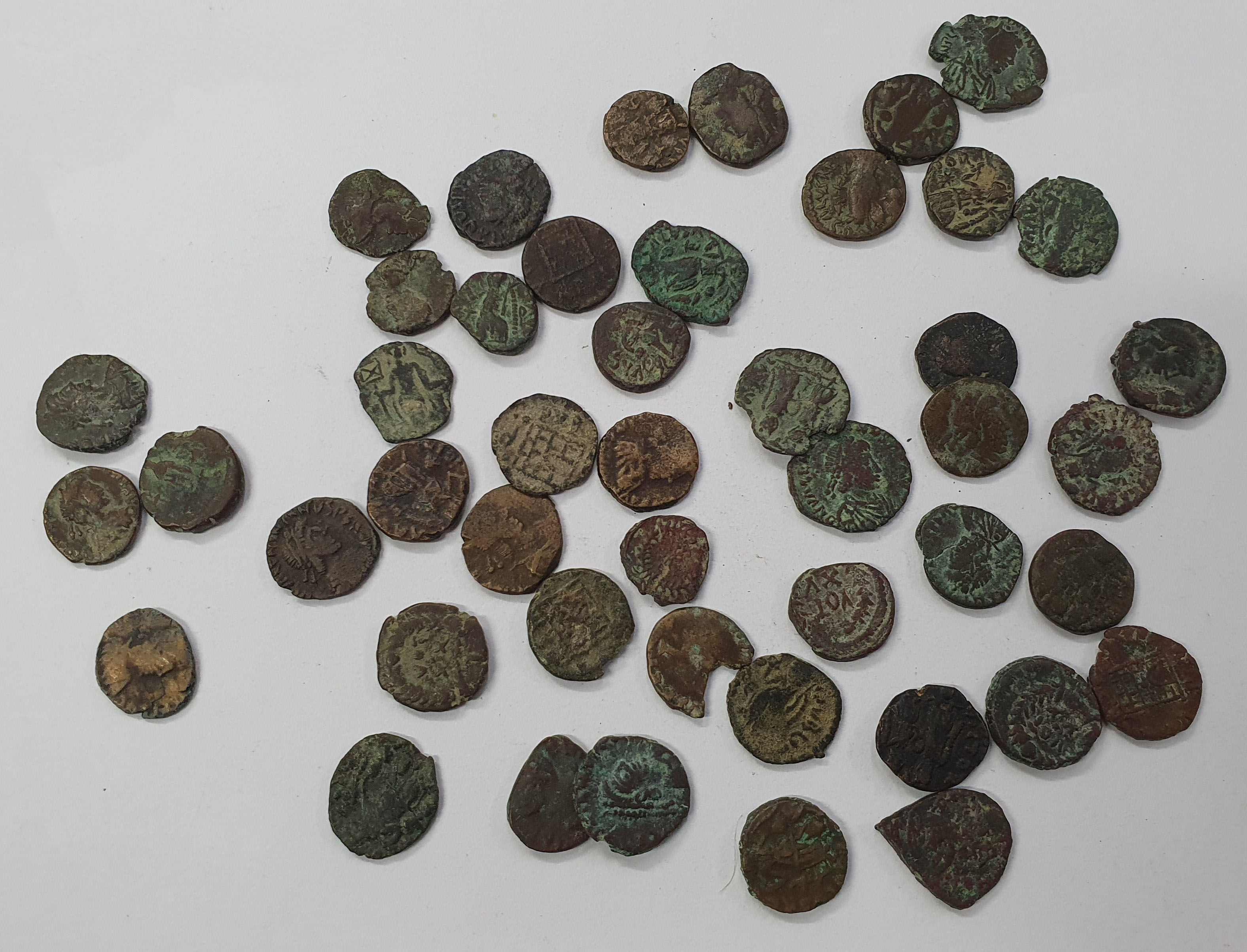 Group of 46 late Roman AE 4s mostly of Valentinian III.
