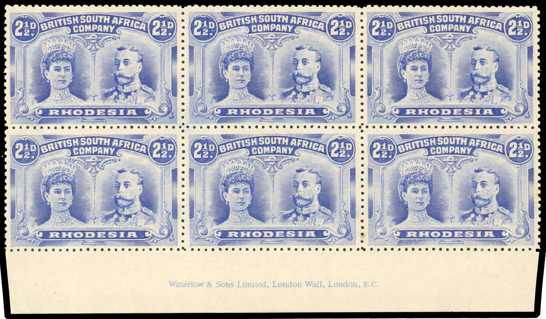 SG 131 2½d deep bright ultramarine imprint block mint