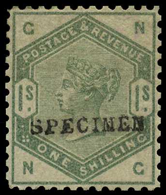1883-84 lilac and green 1s green (NG), line...