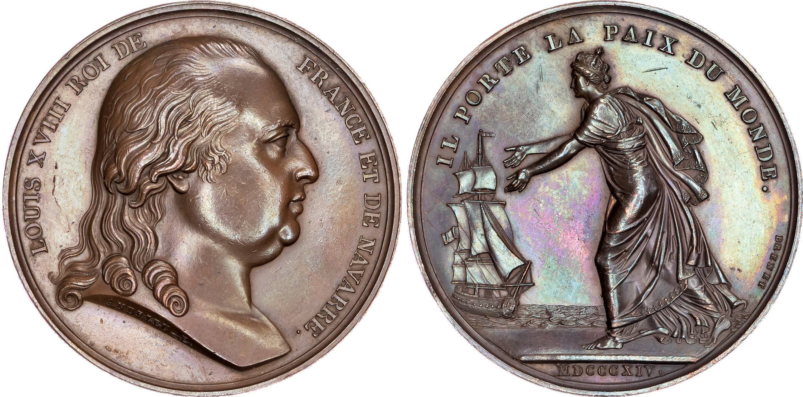 France. Louis XVIII (Restored) 1814-1824. King’s Return from Exile, Landing at Calais. 