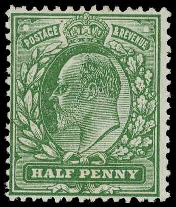 1911 ½d deep bright green, unmounted o.g. SG...