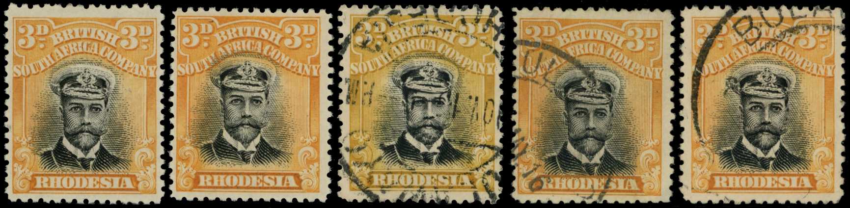 1913-7 3d Head Die II, perf 14. Two mint...