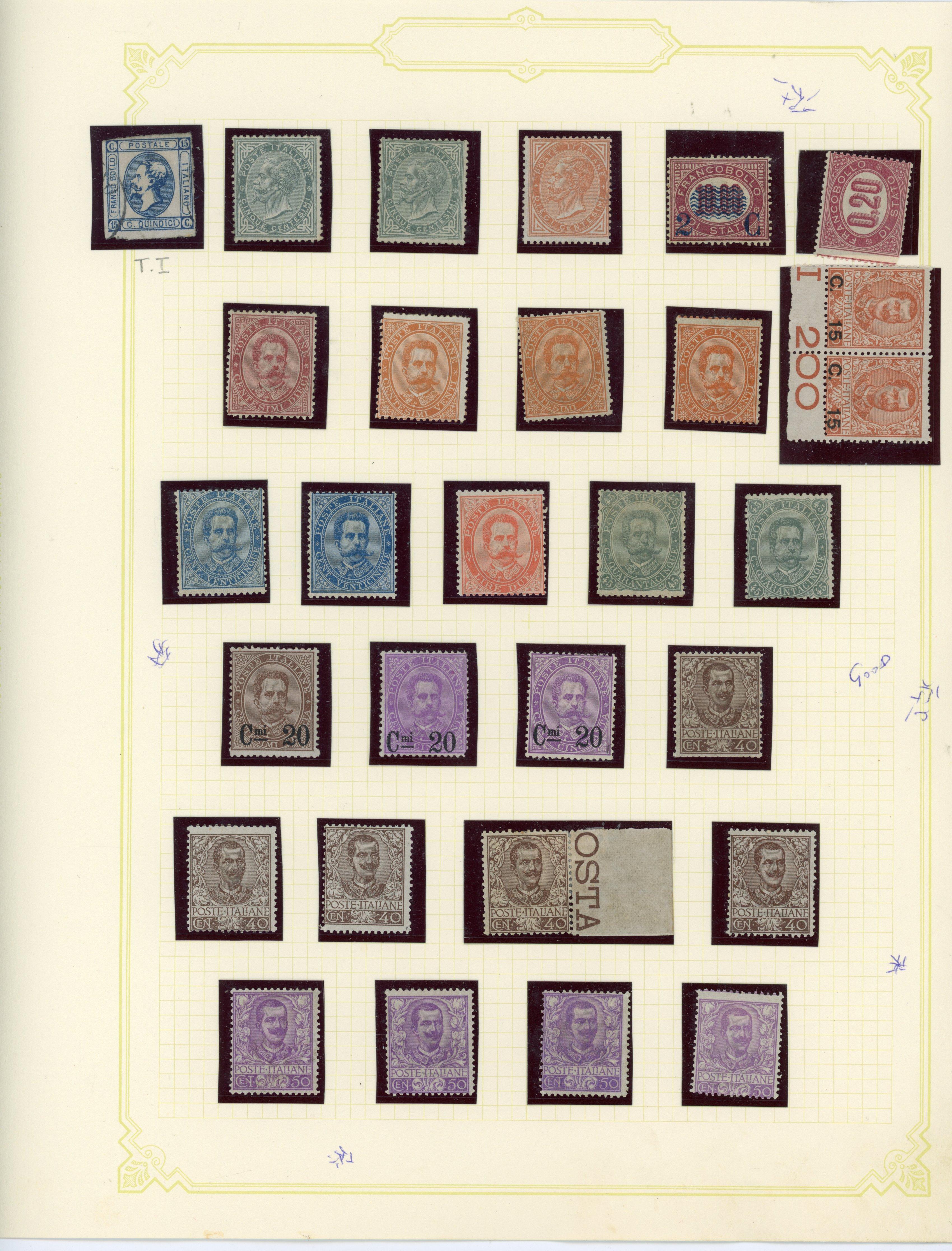 Italy 1870-1920s unused accumulation