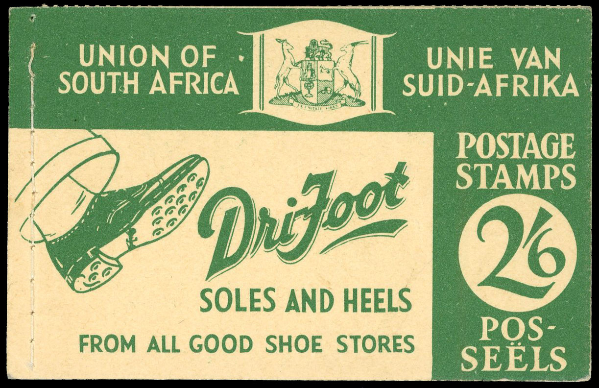 South Africa 1939 SGSB15 Booklet 2s6d green on buff 'Dri-Foot'
