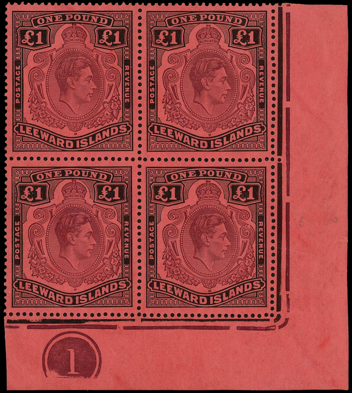 Leeward Islands SG 114ad, ae block mint