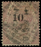 1880 '10 cents' Type (h) on 30c claret, comprehensively but quite lightly cancelled, from R7/6 of the setting.  Slight...