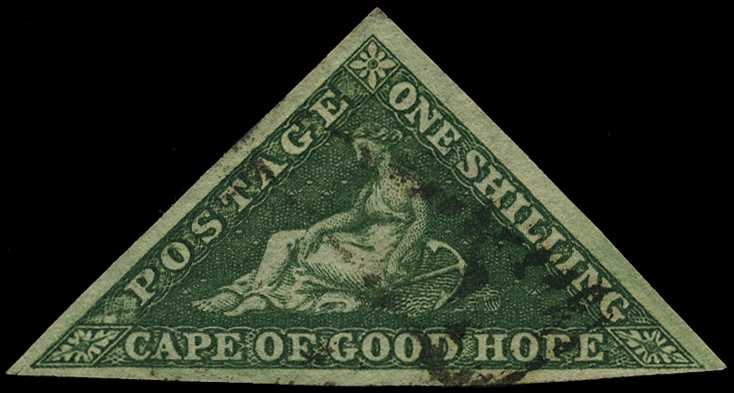 1858 1/- deep dark green, fine used with small...