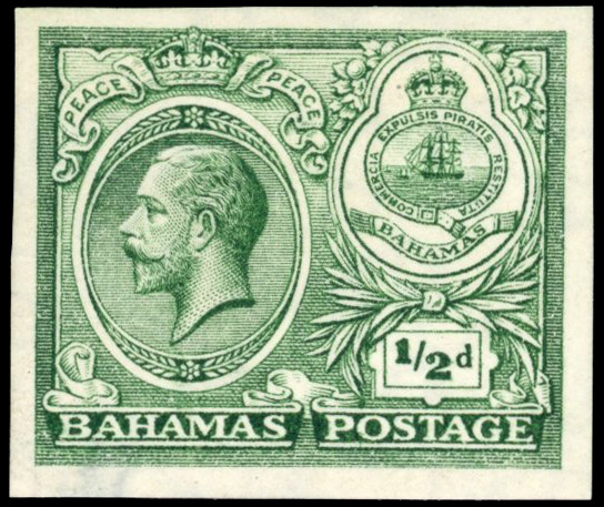 Bahamas SG 106 1920 ½d Peace colour trial