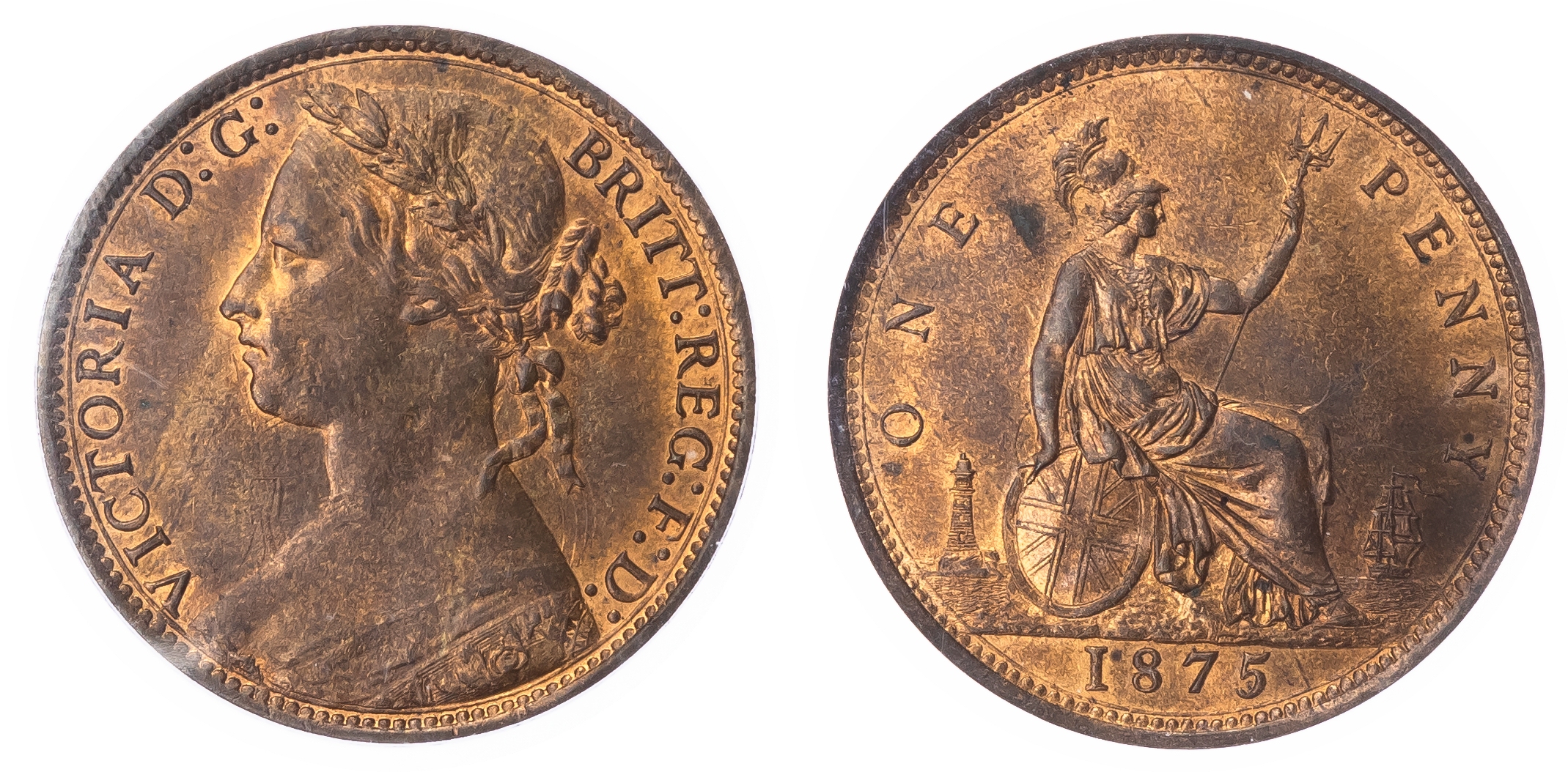 Victoria (1837-1901), Bronze Penny, 1875, F79 ‘R13’