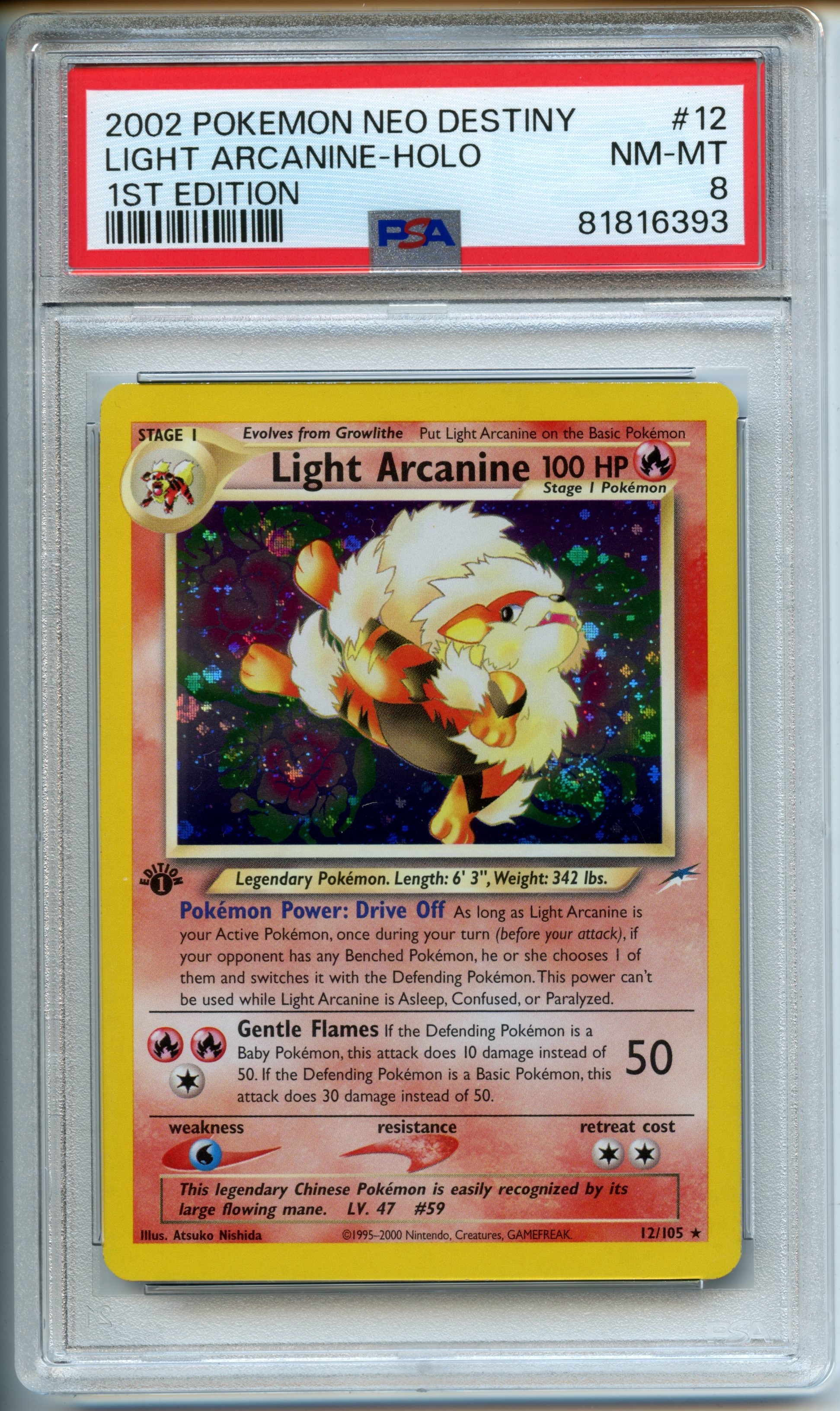 Pokemon TCG  - Light Arcanine HOLO - 1st Edition Neo Destiny  - PSA 8 