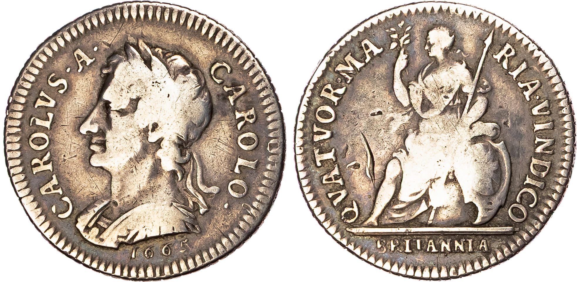 Charles II (1660-85), Pattern Farthing in silver, 1665 by John Roettier.