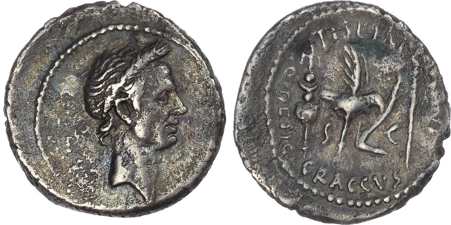 Julius Caesar, AR Denarius, mint of Rome, 40 BC, Ti. Sempronius Gracchus, moneyer, 3.48g. 