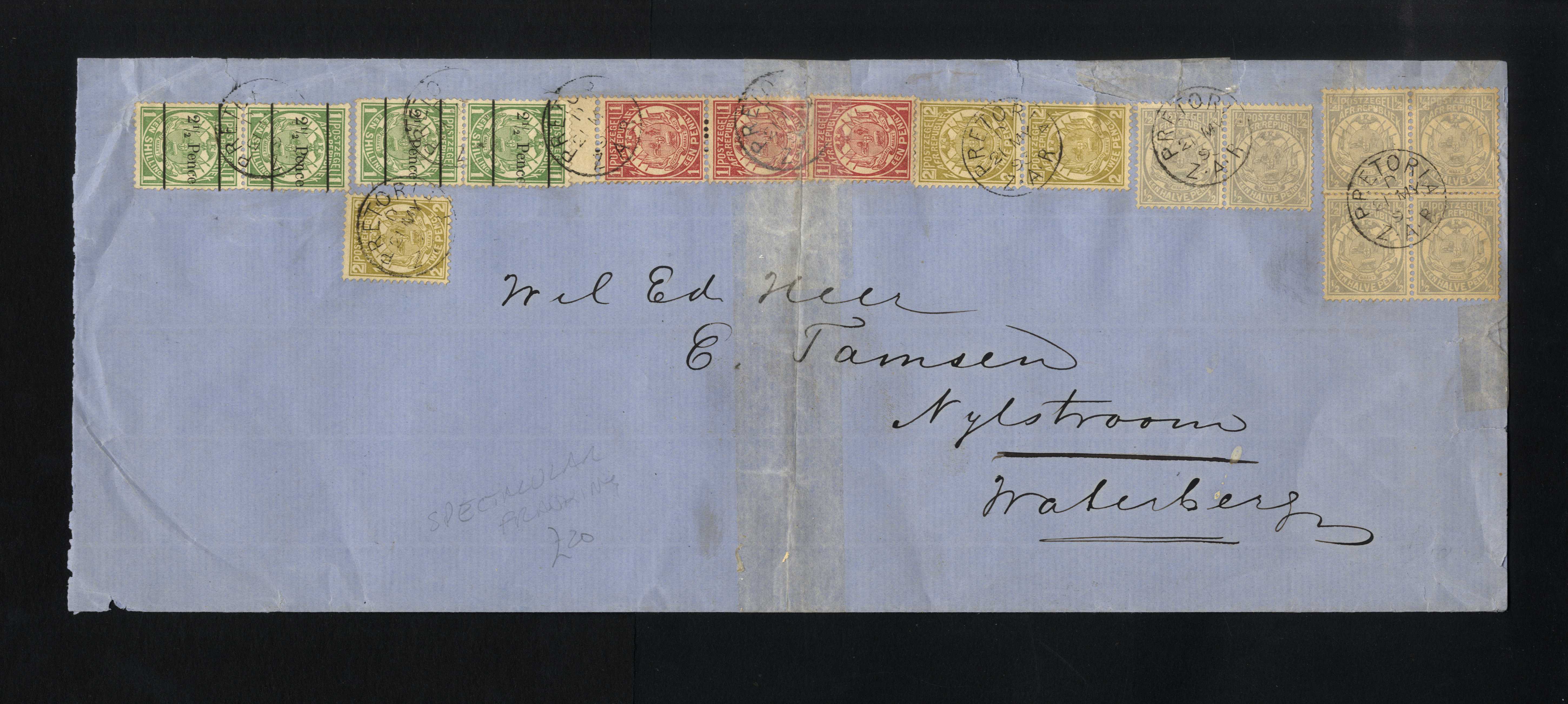 Transvaal 1895 (21 May) long cover to Waterberg
