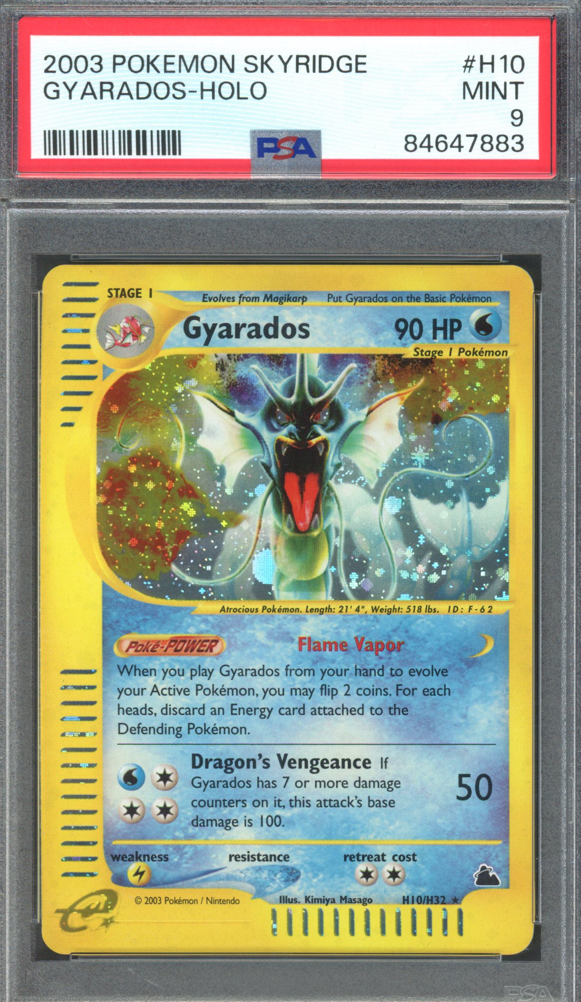 Pokémon TCG - PSA 9 Gyarados - Holo H10/H32 - Skyridge