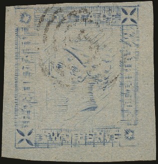 1859 Lapriot 2d blue on bluish paper, pos....