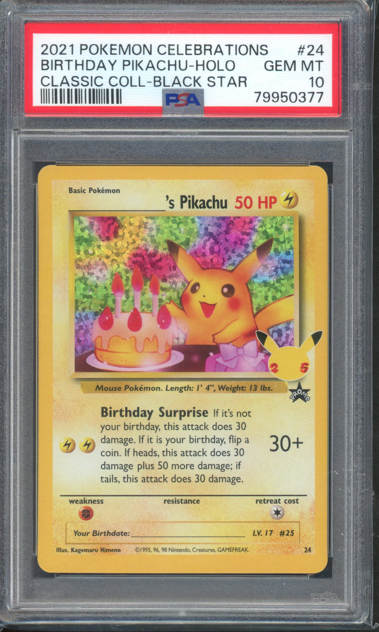 Pokemon TCG - PSA 10 Birthday Pikachu - Celebrations 
