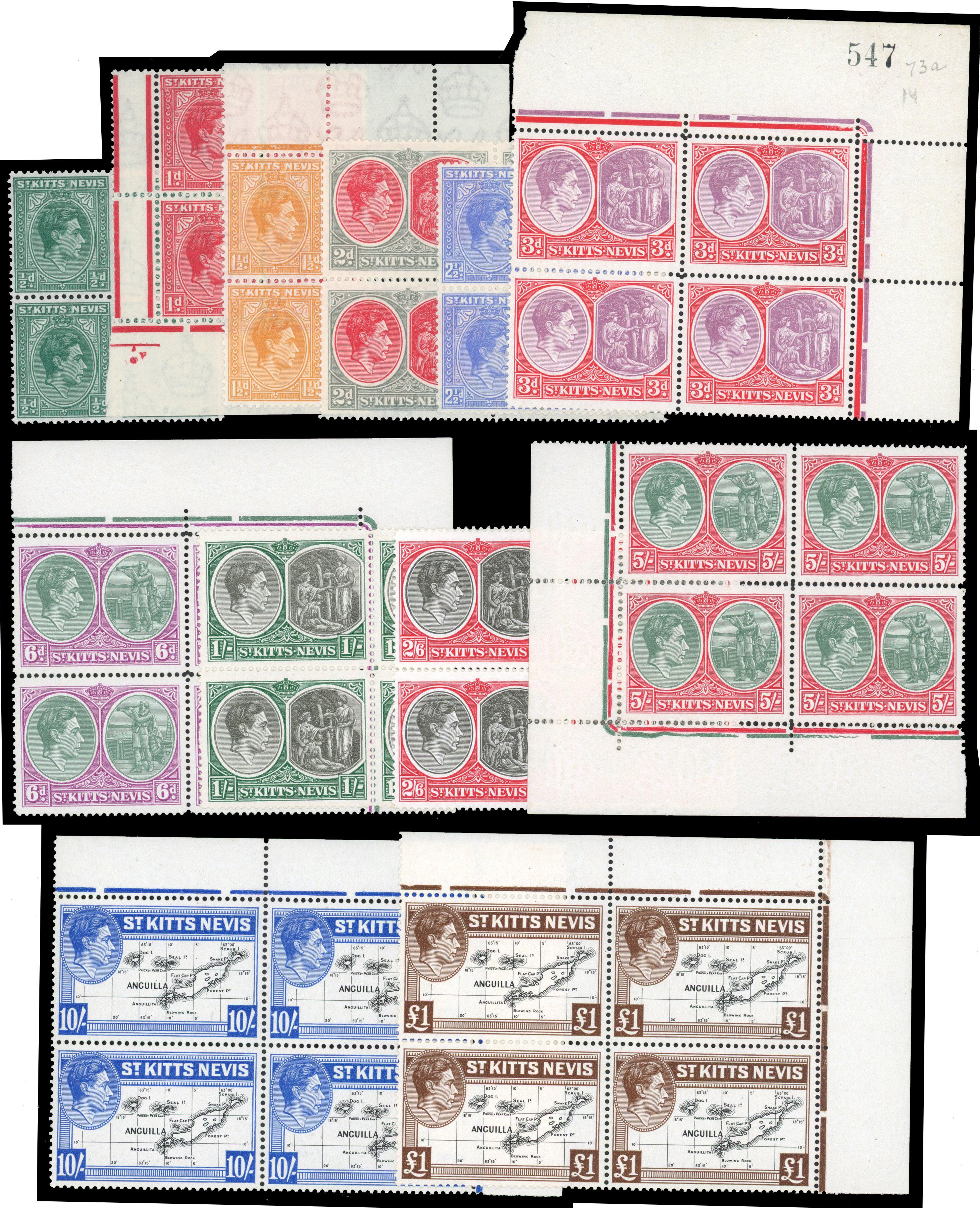 St Kitts-Nevis SG 68a-77f blocks mint