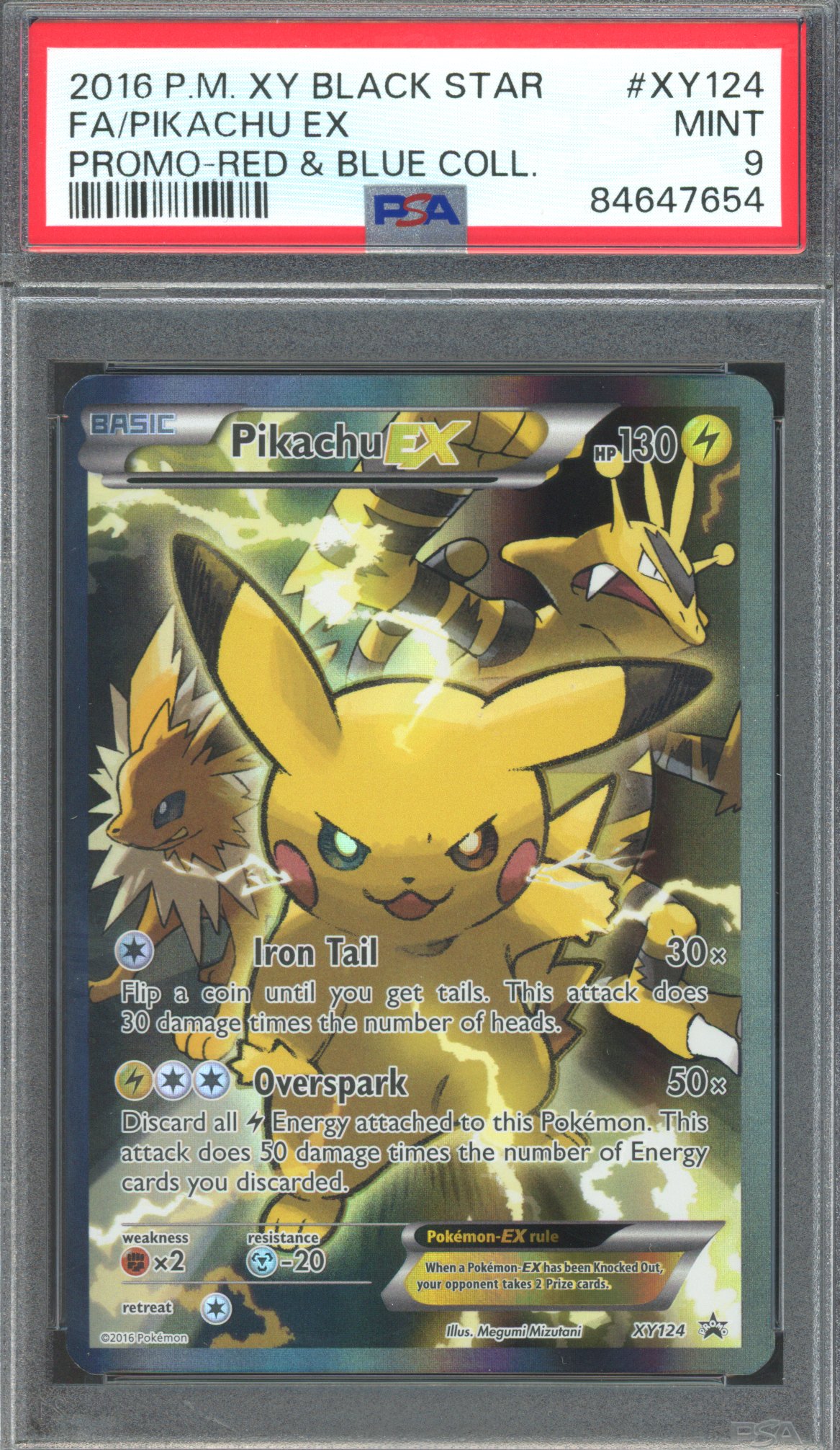 Pokémon TCG - PSA 9 FA Pikachu EX - XY Black Star Promo #124