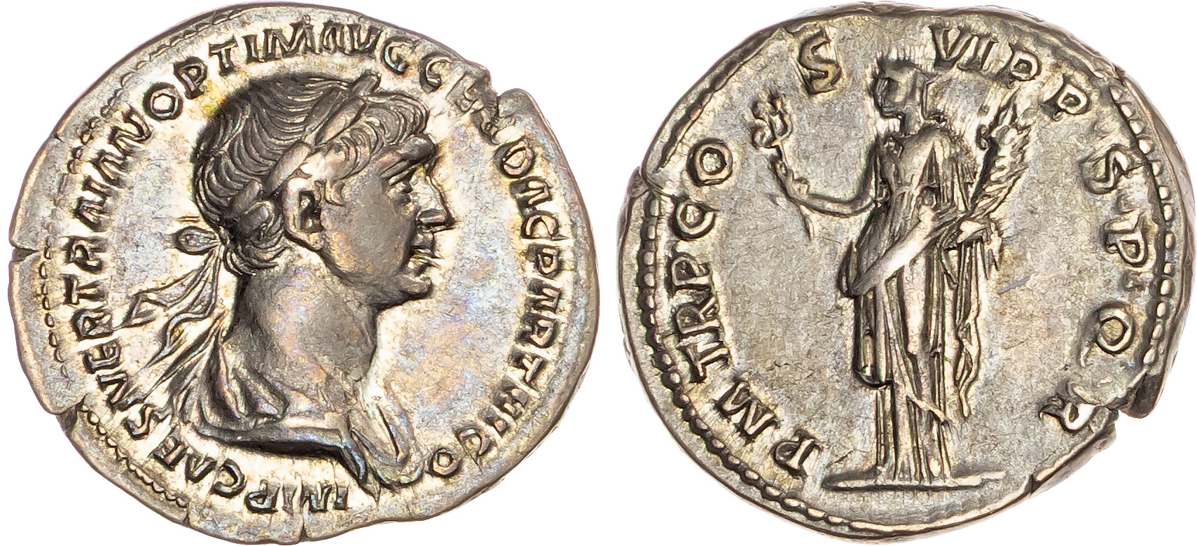 Trajan (AD 98-117) AR Denarius, Rome, AD 114-117, 3.33g.