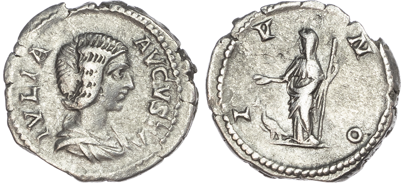 Julia Domna (Wife of Septimius Severus) AR Denarius, Rome, AD 196-211, 3.12g. 