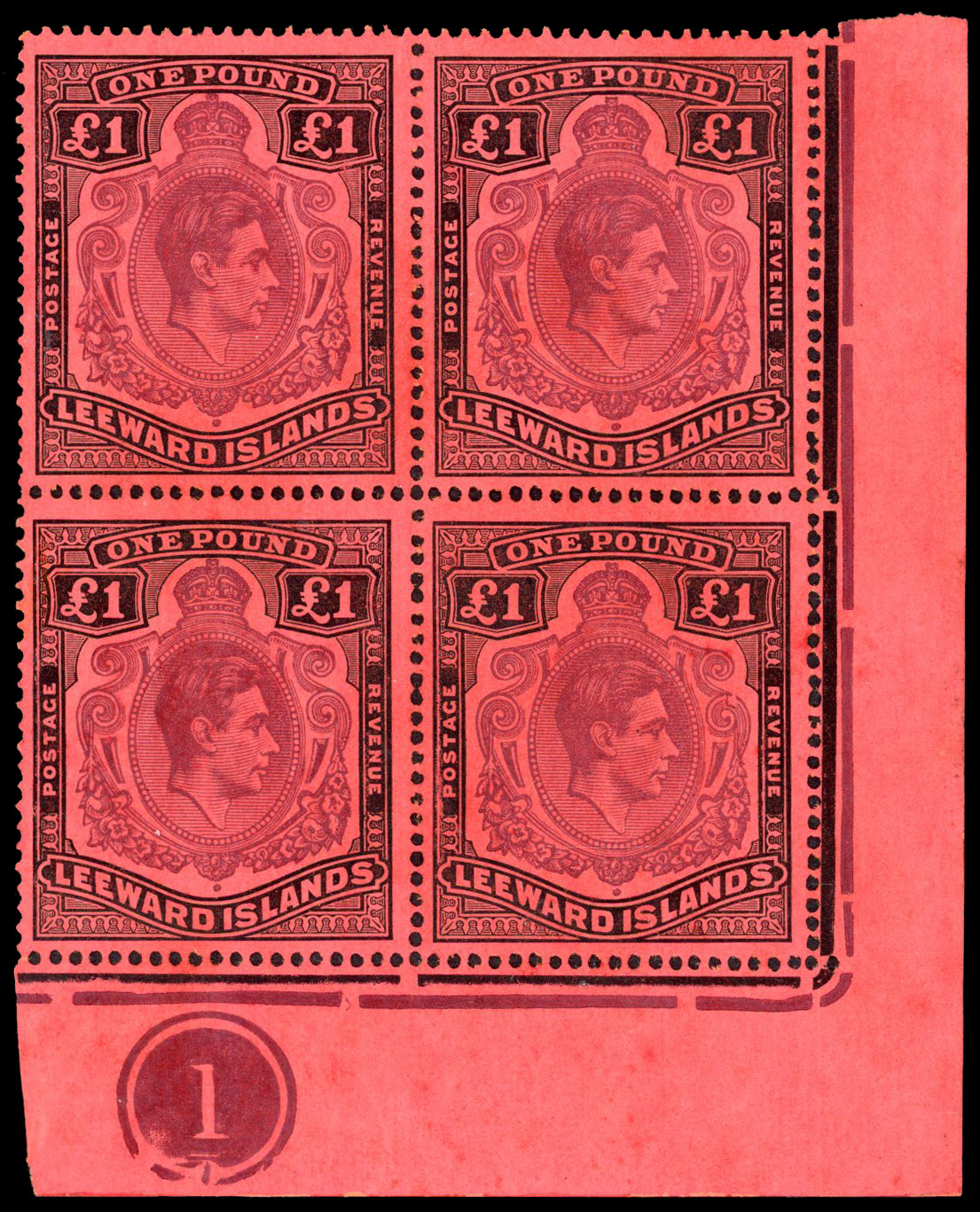 Leeward Islands SG 114ae Plate block mint